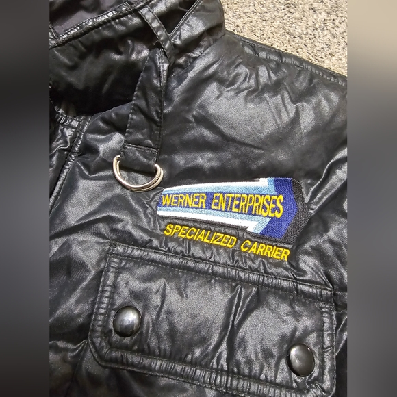 Vintage Turning Point Mens semi Truck Puffer Coat 90s Embroidered Custom - Picture 2 of 7